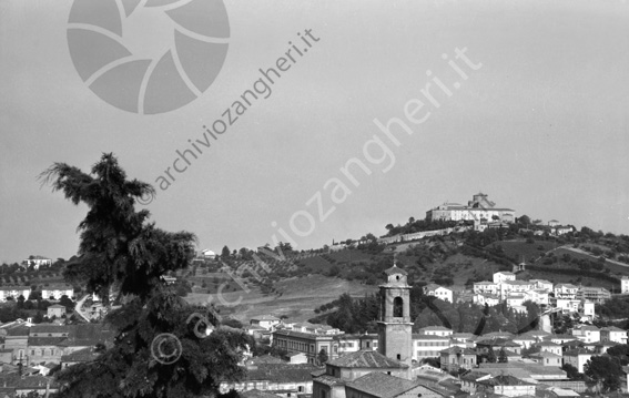 Panoramica di Cesena con Basilica del Monte dalla Rocca Malatestiana Convento abazia collina campanile vista veduta