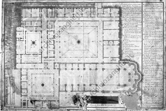 Antica pianta della Basilica del Monte Abazia convento mappa disegno