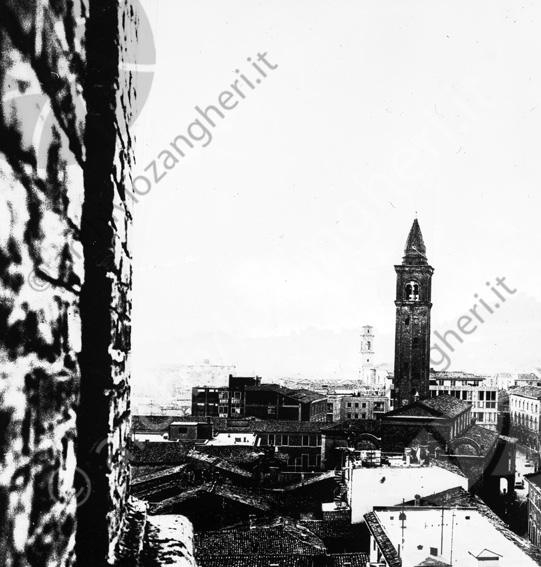 elaborazione fotomeccanica e pancromatica Panoramica del Duomo di Cesena vista dal campanile del ridotto Veduta tetti