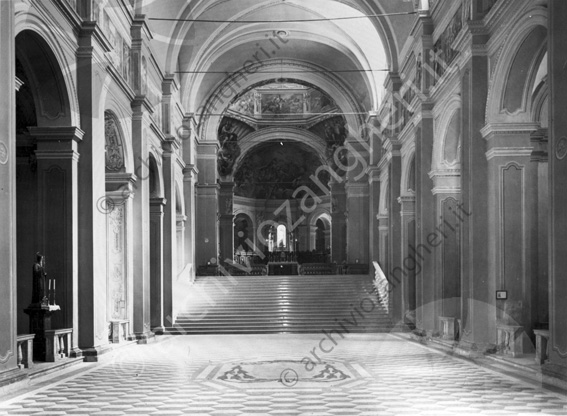 Interno Basilica di S.Maria del Monte (riprod. lastra L1139) Navata centrale chiesa abazia scalinata