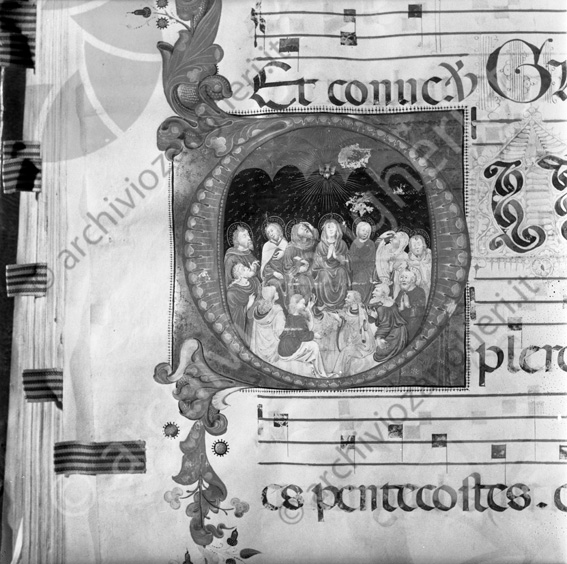 Codice Biblioteca Malatestiana particolare Miniatura spartito musicale