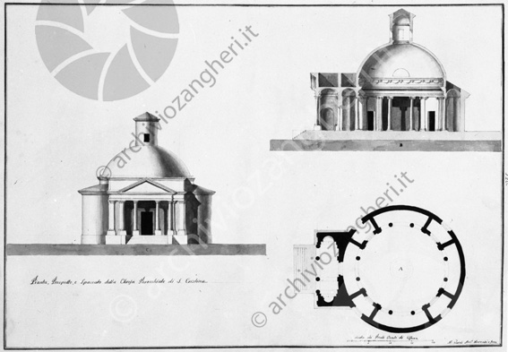 Disegno Chiesa S.Cristina Biblioteca Malatestiana (Ripr. Gori 8-9-81) Disegno tecnico pianta