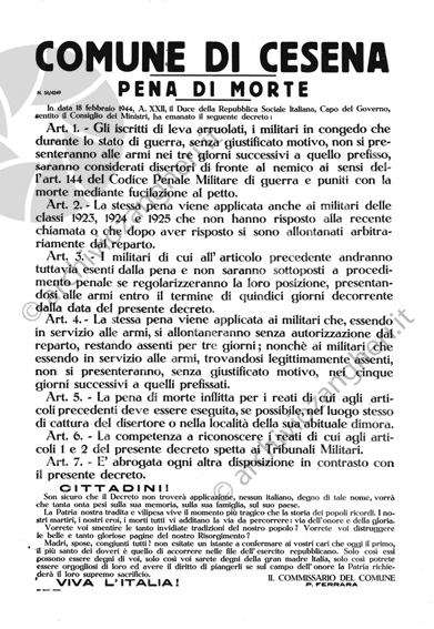 Manifesto pena di morte Cesena Locandina avviso