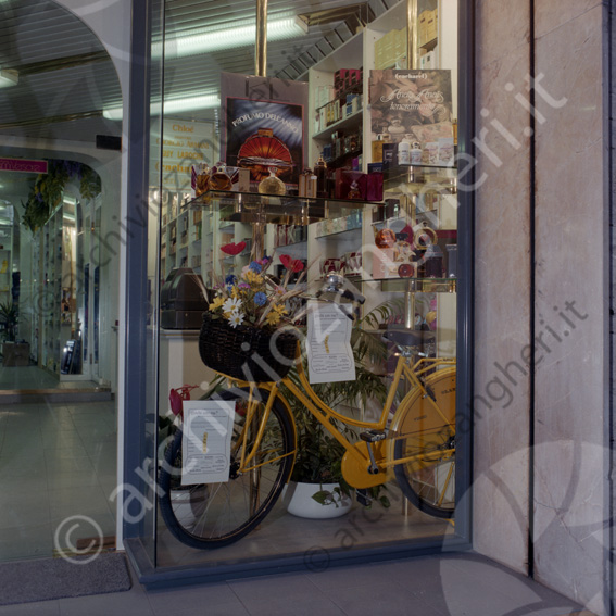 Profumeria Via Carbonari Bicicletta Premium gioco cestino con fiori cosmetica profumi vetrina negozio