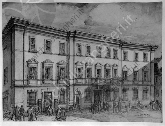 Banca Popolare disegno sede Dipinto disegno Maceo palazzo