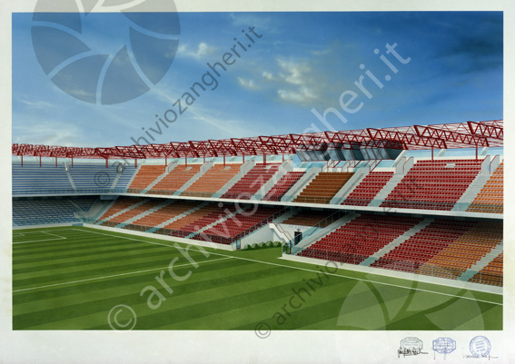 A.C. Cesena progetto tribuna nuovo stadio Disegno progetto campo sportivo da calcio