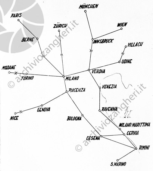 cartina dall'europa a Cevia Milano Marittima città linee