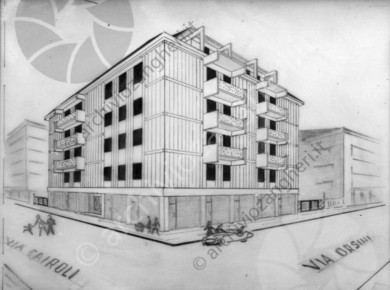 Disegno condominio Viale Orsini Via Cairoli progetto 