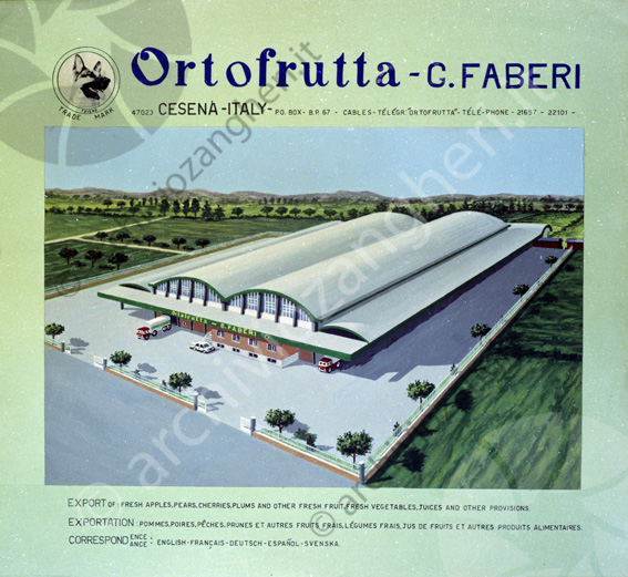 Ortofrutta G.Faberi fotomontaggio cartellone capannoni export