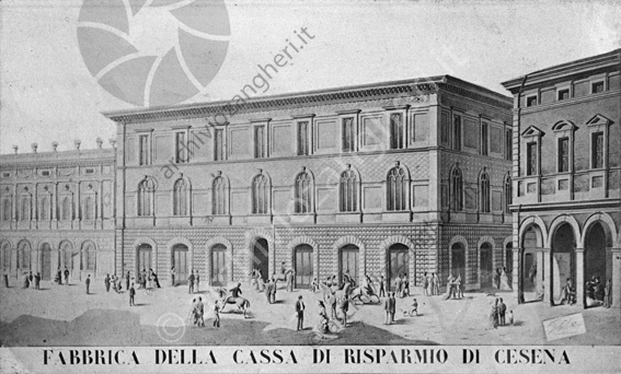 Cassa di Risparmio di Cesena antico disegno disegno edificio fabbrica 