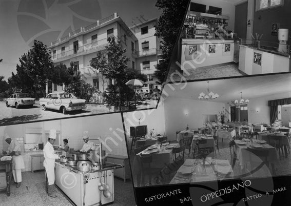 Ristorante Bar Oppedissano Gatteo fotomontaggio fotomontaggio albergo bar cucina sala da pranzo esterno 