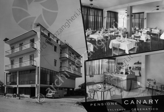 Pensione Canary Valverde di Cesenatico fotomontaggio fotomontaggio albergo hotel edificio bar ristorante sala da pranzo 