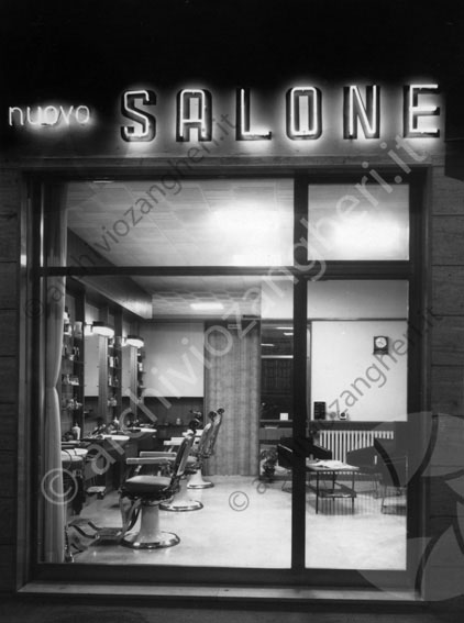 Nuovo salone barbiere Lastra buttata perchè rotta stampa 9x12 buona negozio vetrina salone barbiere parrucchiera poltrone specchi 